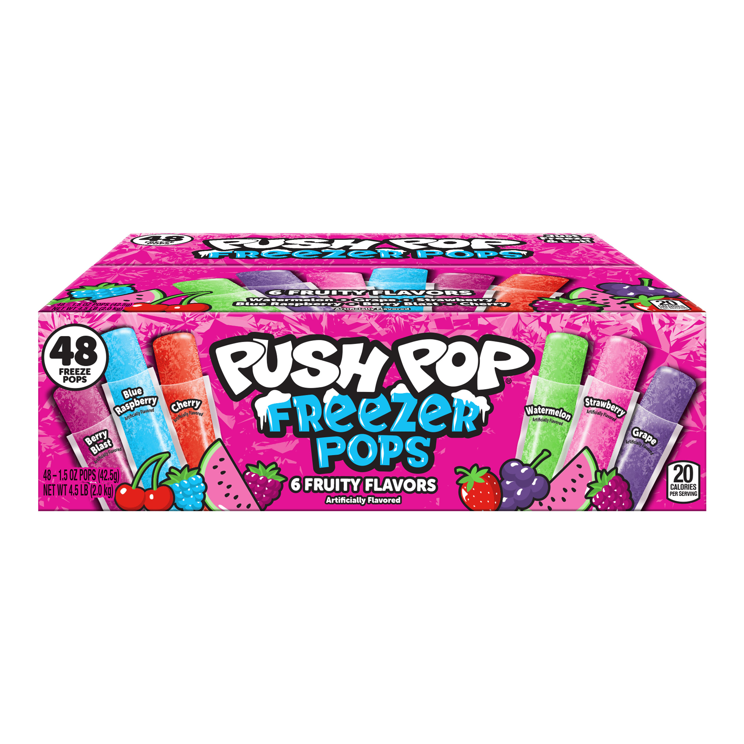 Push Pop Ice Pops, 6 Fruity Flavors, 48 Count Box