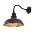 thumbnail image 7 of JONATHAN Y Aurora 12.25" 1-Light Farmhouse Industrial Indoor/Outdoor Iron LED Gooseneck Arm Outdoor Sconce, Wood Finish/Copper, 7 of 7
