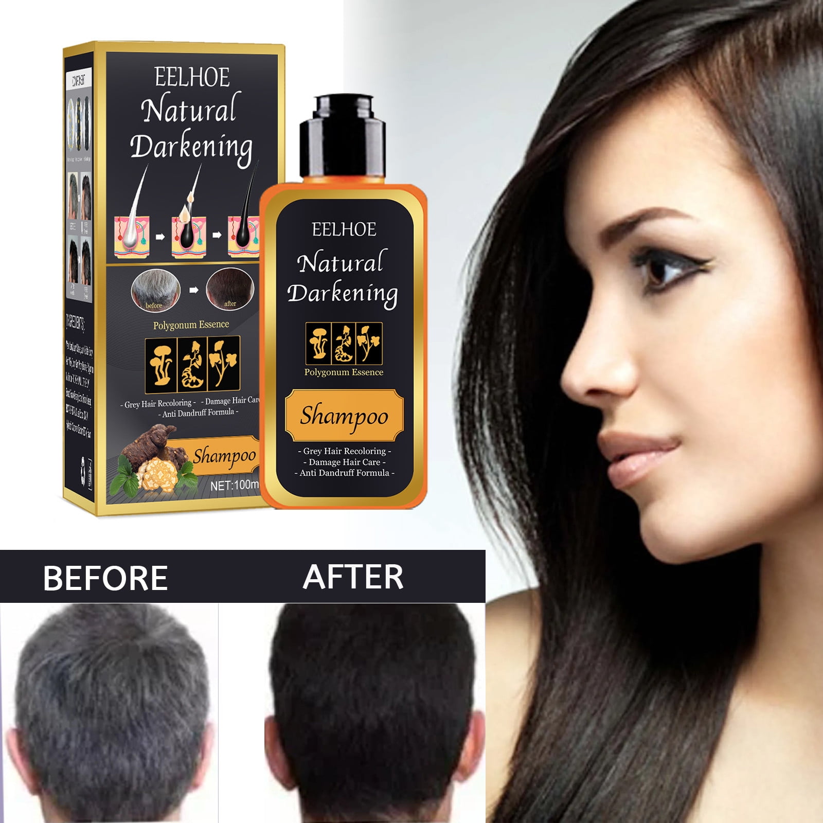 PVCS 100ML Shampoo Blackening Shampoo Reverse White Hair Shampoo Damaged  Hair Care | Walmart Canada