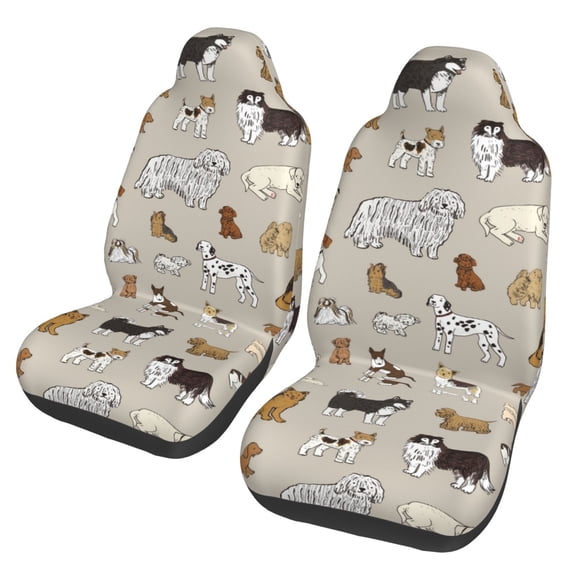 Fuzoiu Dog Animal Print Seat Covers Set, Car Seat Covers Front Seats, Car Seat Protector, Car Seat Cushion, Seat Covers Carseat Cover Universal Fit for Most Cars