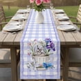 thumbnail image 4 of Spring Easter Table Runner 48 Inches, Bunny Botanical Flowers Leaves Purple Check Bed Runner Dresser Scarves Tabletop for Indoor Outdoor Parties/Ceremony/Banquet, 13" x 48", 4 of 8