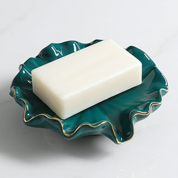 FRCOLOR Soap Dish Decorative Drainage Dishes for Bar Holder Green