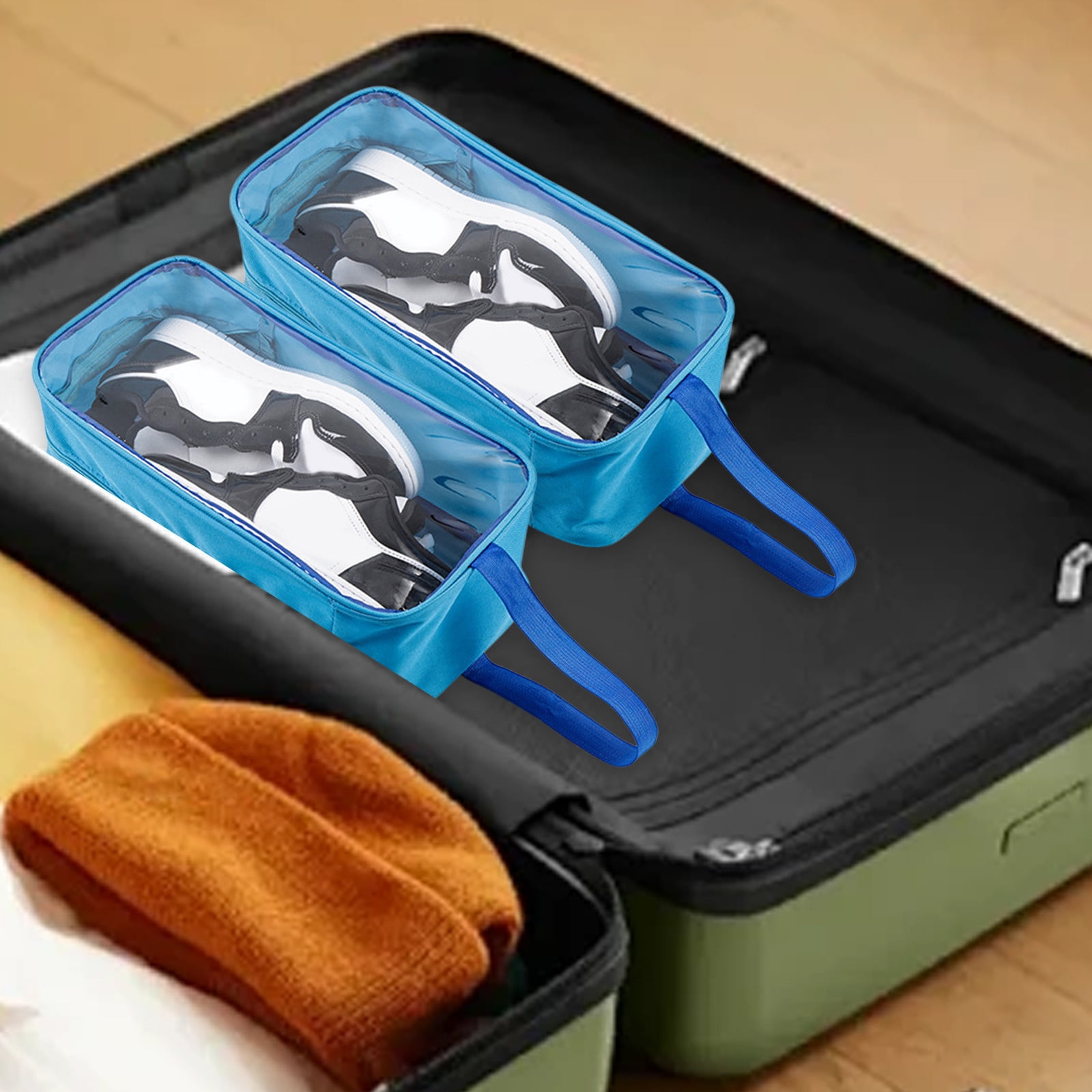 VQPeo Transparent Shoe Storage Bag - Reusable & Washable Oxford Cloth Travel Shoe Organizer, Sturdy Carry Bag for Men & Women, Ideal for Travel, Moving & Home Organization