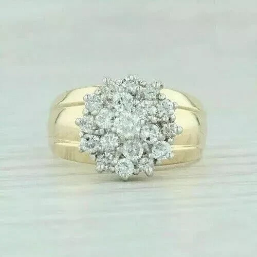 Dazzlingdaimonds Jewels 3.00 Ctw Round Cut White Diamond Wedding Anniversary Engagement Cluster Band Ring 14K Yellow Gold Plated 925 Sterling Silver 925 Sterling Silver -4.5