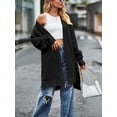thumbnail image 2 of Women Lightweight Cardigan Sweater Mid Length Solid Color Long Sleeve Open Front Fall Winter Knit Coat Outwear, 2 of 4