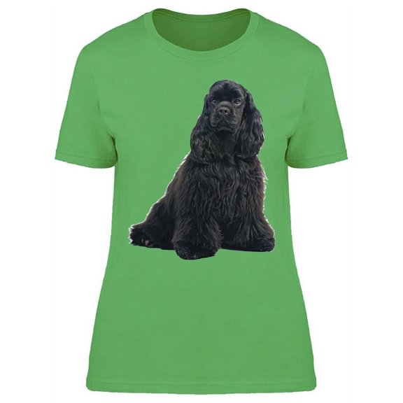Cute Black Spaniel Dog T-Shirt Women -Image by Shutterstock, Female XX-Large
