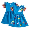 thumbnail image 5 of YTDSCS Kids Toddlers Short Sleeve Dresses for Girls,3-8Y Baby Flower Dress Butterfly Soft A line Twirly Skater Casual Stylish Rainbow Summer Sleeves Skirt, 5 of 8