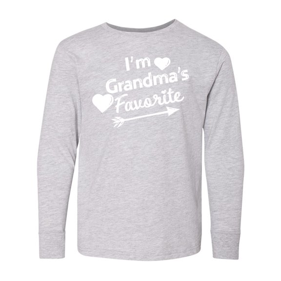 Inktastic I'm Grandma's Favorite with Arrow and Hearts Long Sleeve Youth T-Shirt