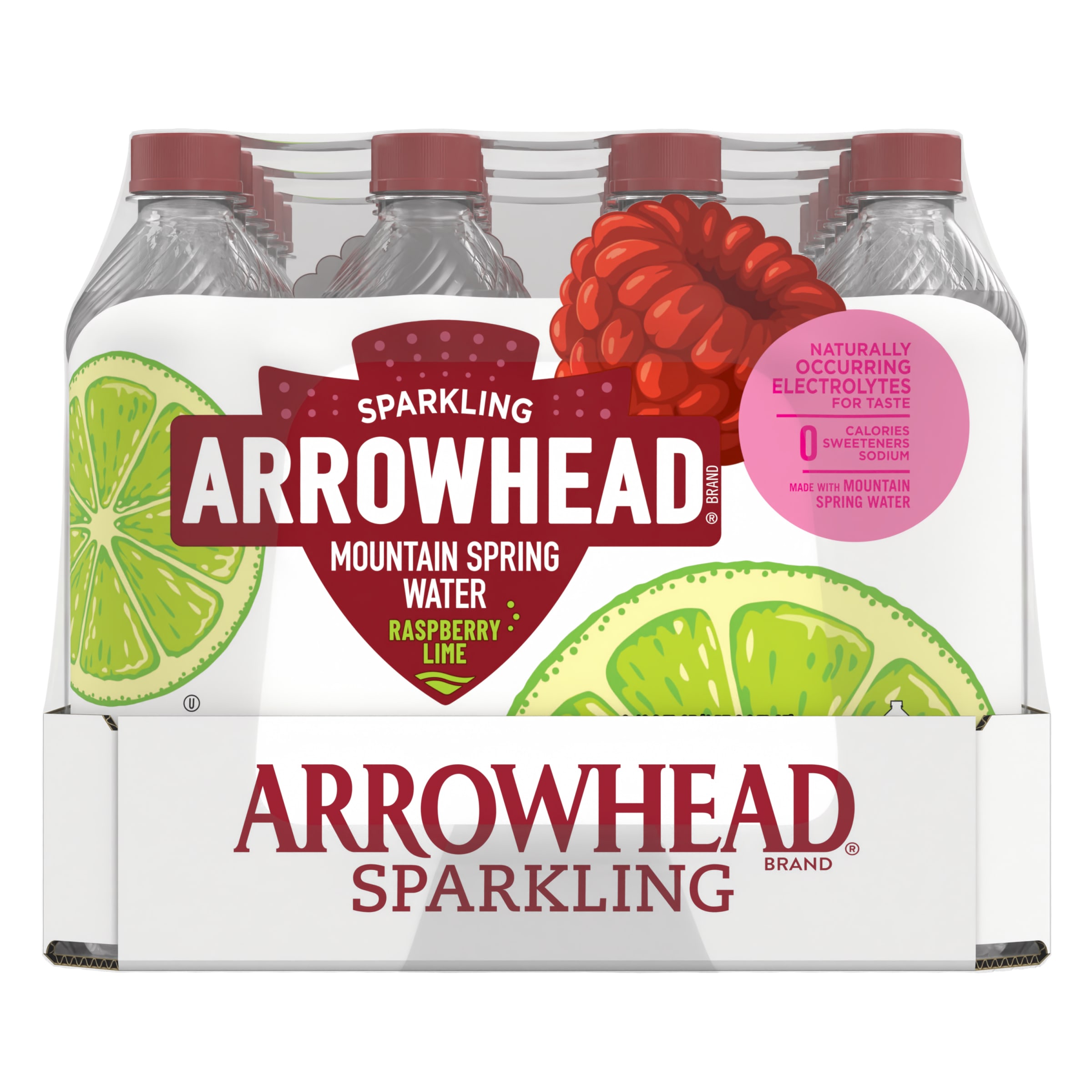 Arrowhead Sparkling Water, Raspberry Lime, 16.9 oz. Bottles (24 Count) - image 4 of 6
