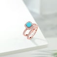 thumbnail image 4 of Gem Stone King 18K Rose Gold Plated Silver Ring Turquoise Moissanite (1.42 Cttw), 4 of 5