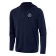 thumbnail image 2 of Men's-Antigua  Heather Navy New York City FC Tidy Quarter-Zip Pullover Hoodie, 2 of 3