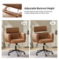 thumbnail image 2 of 360-Degree Swivel Leather Deskchair with Wheels Adjustable Height for Home Office Bedroom Camel, 2 of 7