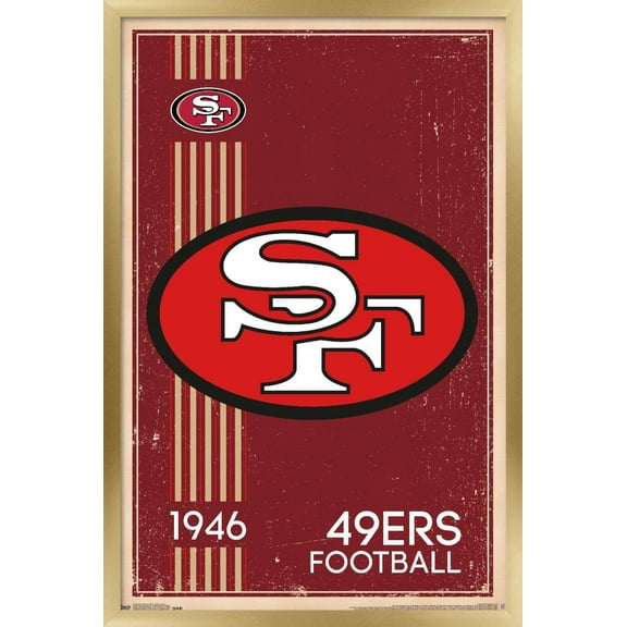 NFL San Francisco 49ers - Retro Logo 14 Wall Poster, 14.725" x 22.375", Framed