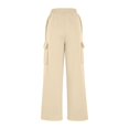 thumbnail image 4 of Women Cargo Pants Fleece Lined Wide Leg Sweatpants High Waisted Baggy Drawstring Sweatpants Winter Clothes Pant, 4 of 7