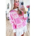 thumbnail image 5 of Redhotype Chic Plaid Sweater: Playful Pink Bow-Knot, Women's Style!, 5 of 8