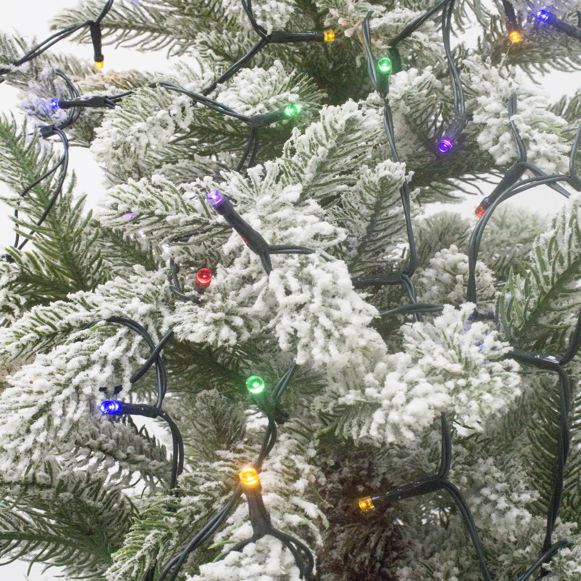 Indoor/Outdoor 100-Count Battery-Operated LED 8-Function Micro Christmas String Lights, Multicolor, Green Wire, 24.5', by Holiday Time