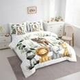 thumbnail image 3 of Manfei Wild Animal Wolves 7 Pieces Bedding Comforter Set,Zebra Lions Giraffe Full Bedding Set,Cute Zoo Animal Fitted Sheet Flat Sheet For Girls Kids,Breathable Home Decor Reversible, 3 of 8