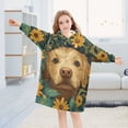 thumbnail image 5 of FORMRS Wearable Blanket Hoodie with Sleeves for Kids Cozy Flannel Sweatshirt, Flowers and Dog, 5 of 7