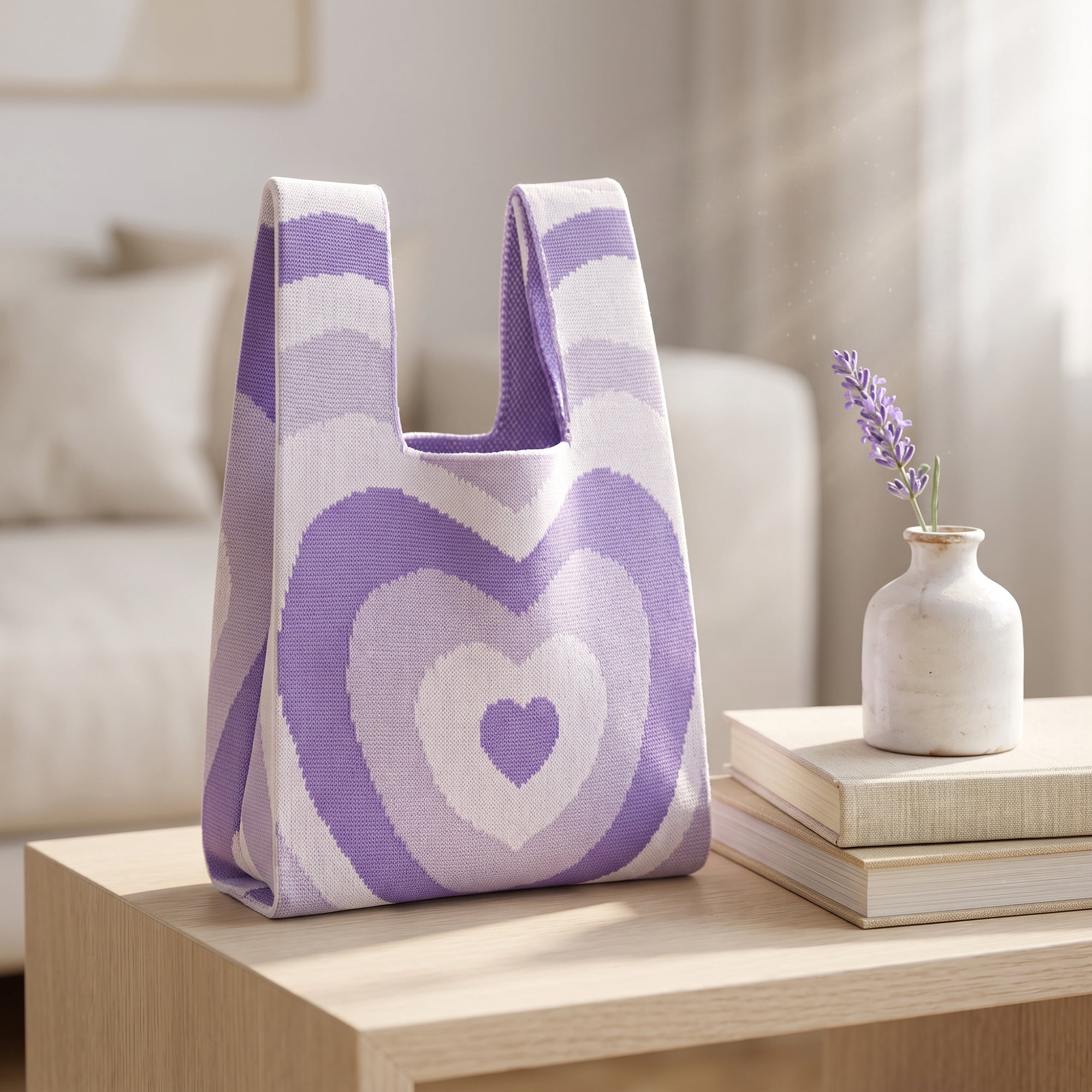 Unique Bargains Cute Cartoon Gift Bags with Handles for Parties 7.5" x 13.4" Purple Heart