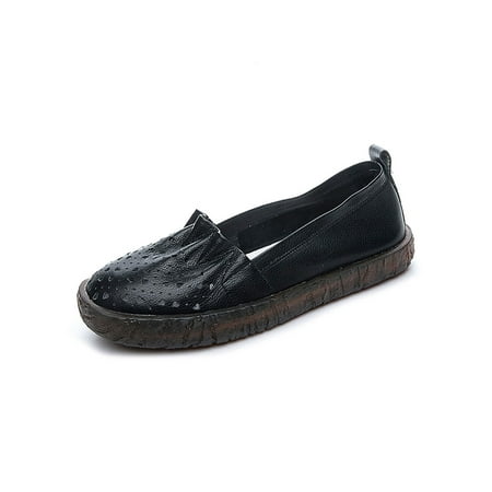 

Rotosw Ladies Loafers Slip On Casual Shoes Comfort Flats Lightweight Non-slip Walking Shoe Driving Black Hollow Out 6