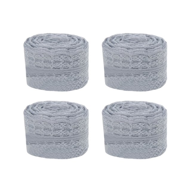 4 cintas de encaje de nailon retro DIY accesorios decorativos para decoración de embalaje de regalo, color gris