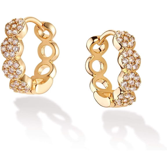 SUETOR Cubic Zirconia Huggie Earrings 14k Gold Plated Tiny Earrings Small Huggie Hoop Earrings Simple Lightweight Hoops Gift for Women