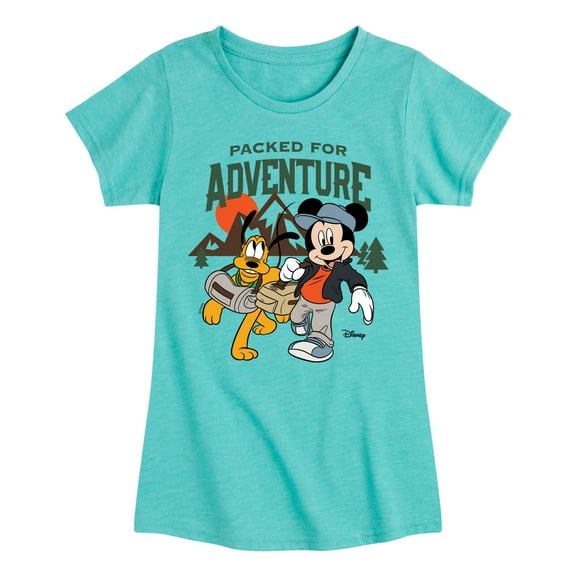 Disney - Packed For Adventure Pluto Mickey - Toddler & Youth Girls Short Sleeve Graphic T-Shirt