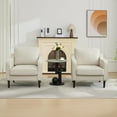 thumbnail image 7 of Modern Wingback Living Room Chair, Upholstered Fabric Accent Armchair, Single Sofa Chair with Lounge Seat and Wood Legs for Office/Bedroom/Reading Spaces, Beige, 7 of 7