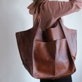 thumbnail image 4 of Bolso grande retro sencillo de piel suave, de gran capacidad, para hombro, bolso de mano para mujer, 4 of 6