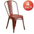 thumbnail image 4 of Commercial Grade 4 Pack Distressed Kelly Red Metal Indoor-Outdoor Stackable Chair, 4 of 9