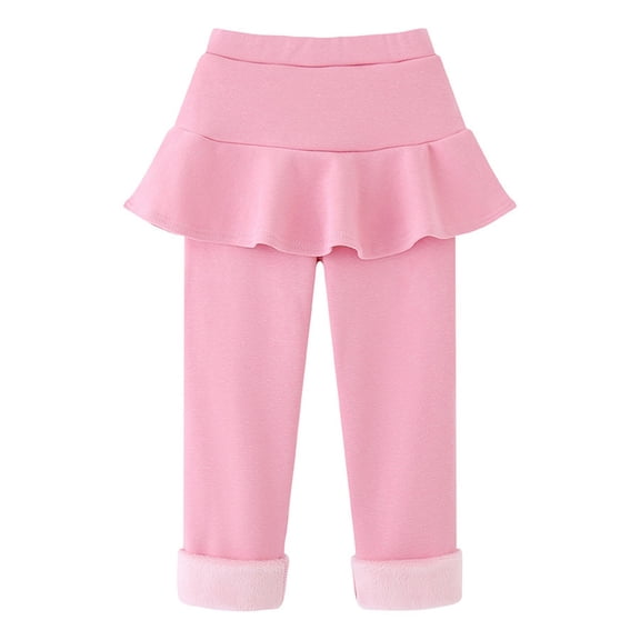EnJoCho Girls Skirted Leggings Elastic High Waist Fleece Lined Ruffle Skort Tights Soft Stretch Pants For Teen Dance Sports Prepp𝗒 Style School Unifor𝗆 Casual Bottoms