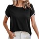 thumbnail image 1 of Top de cuello redondo de manga corta casual de color sólido de verano para mujer OAVQHLG3B Store  lin121212, 1 of 5