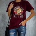thumbnail image 2 of Camisetas de mujer de manga corta con cuello redondo y estampado de letras, camisetas holgadas y transpirables de verano para mujer, color rojo vino L, 2 of 6