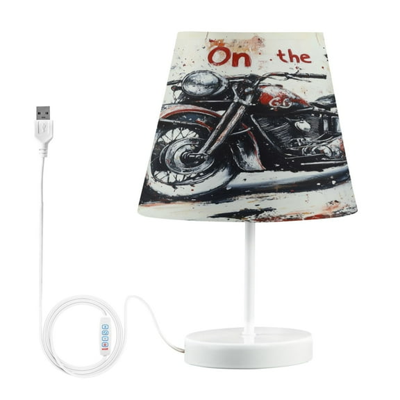 BZSMCE Table Lamp Creative Retro Motorcycle Plainting Simple Pattern Night Light