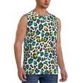 thumbnail image 2 of Yiaed Green Leopard Print Men's Singlet Vests Summer Running Muscle Tank Tops Gym Undershirt Round Neck Sleeveless for man, 2 of 5