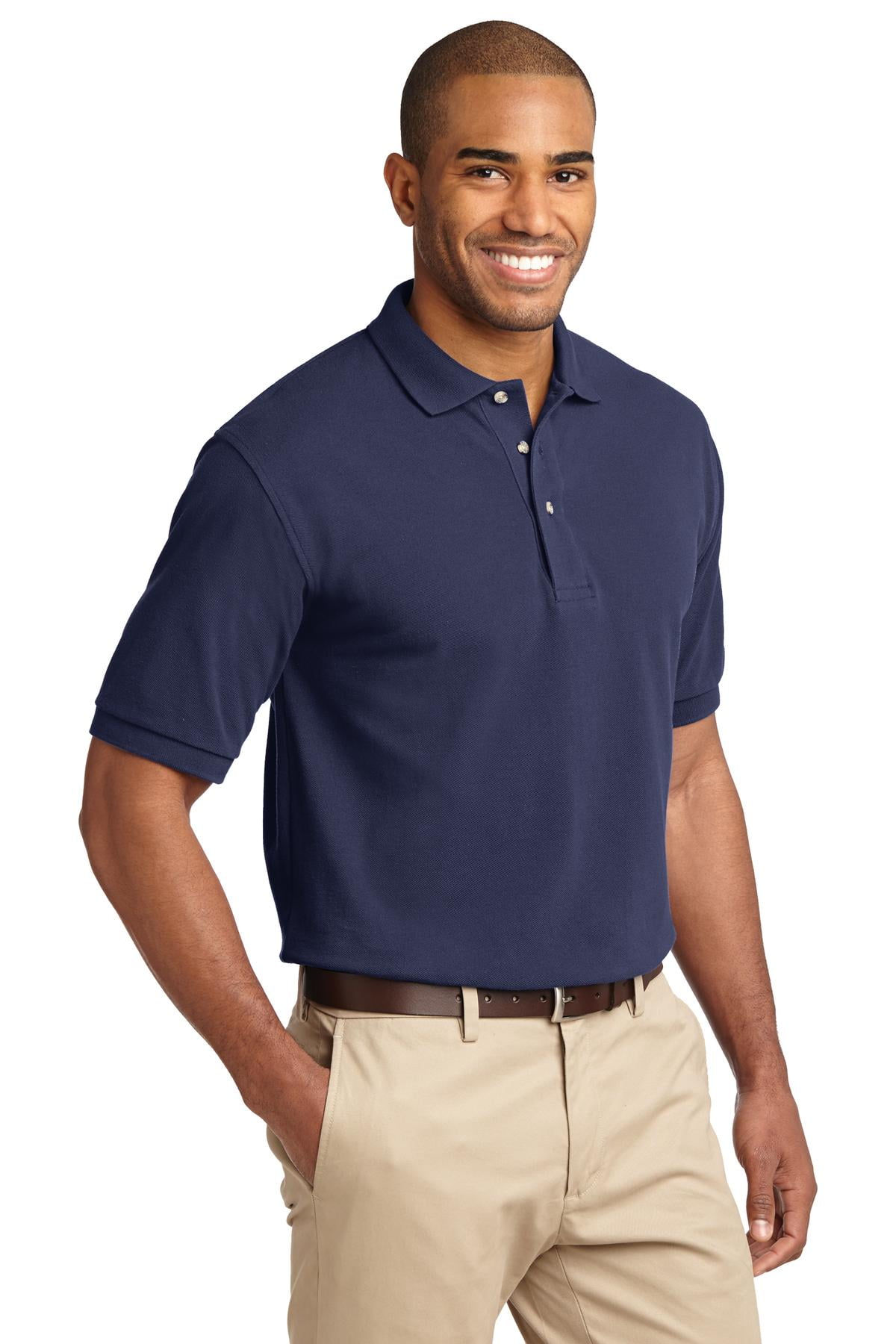SanMar Men's Heavyweight Cotton Pique Polo Shirt - K420, Navy, 2XL