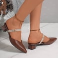 thumbnail image 6 of Samdudou Womens Mules Shoes Elegant Closed Pointed Toe Low Block Heel Slip On Dress Pumps Sparkly Rhinestone Double Straps Evening Party Footwear Wedding Office Wear, 6 of 9