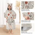thumbnail image 3 of FORMRS Wearable Blanket Hoodie with Sleeves for Kids Cozy Flannel Sweatshirt, Red Flower, 3 of 7