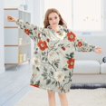 thumbnail image 5 of FORMRS Wearable Blanket Hoodie with Sleeves for Kids Cozy Flannel Sweatshirt, Red and White Floral Pattern, 5 of 7