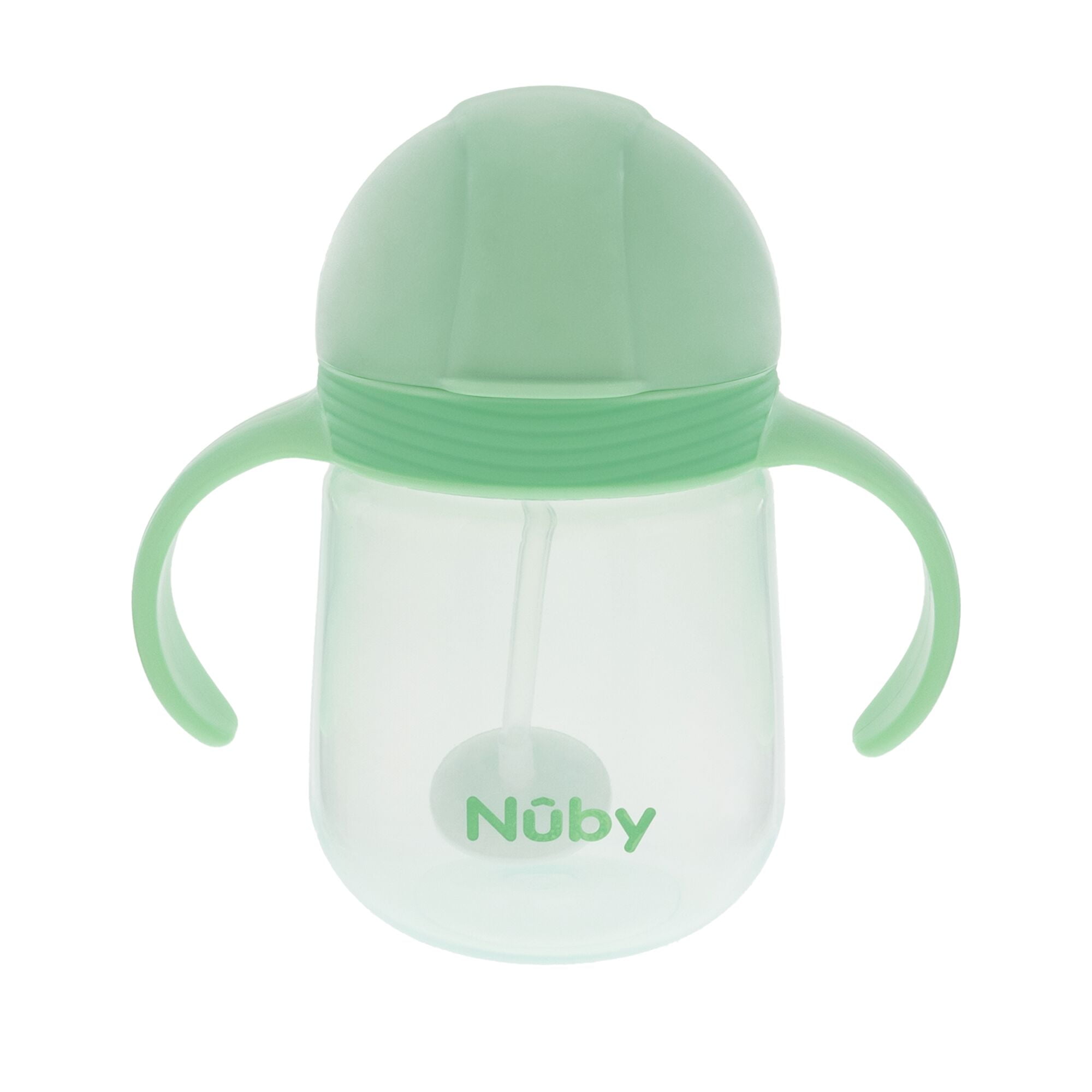 Nuby's Clik-It 2-Handle Silicone Trainer Cup with Weighted Straw for Toddlers, ages 12 months+, Blue/Green, 2 Pack