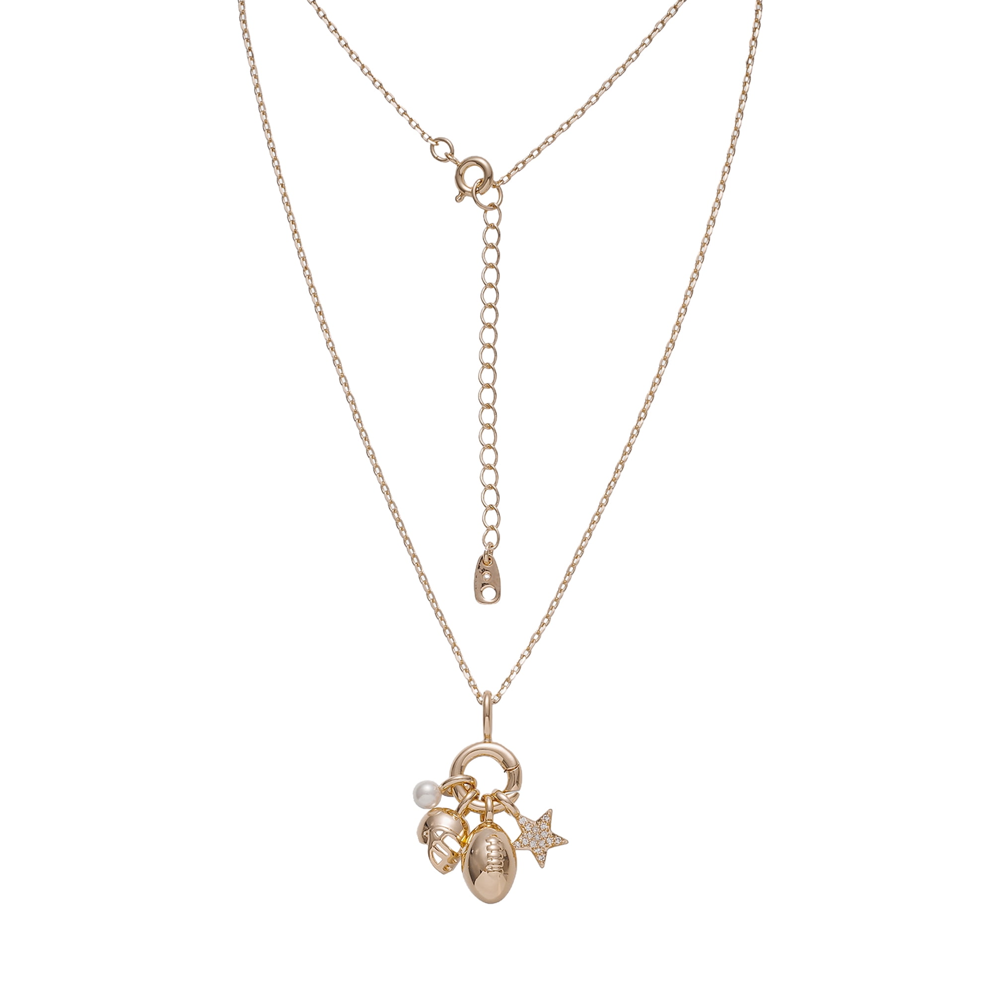 Believe by Brilliance Football Removable Charms Necklace in 14KT Gold Flash Plated