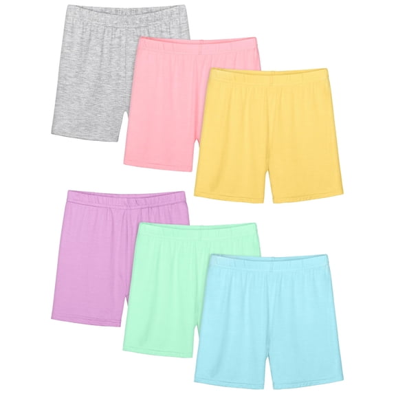IFNWSV Girls Summer Shorts 6 Pack Kids Solid Color Bike Shorts Sports Pants Casual Home Shorts Dance Multicolor Blue 13 Years