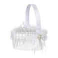 thumbnail image 1 of Cesta de flores de boda, cesta de flores de encaje blanco, elegante cesta de flores de satén para decoración de fiesta de de boda, 1 of 9