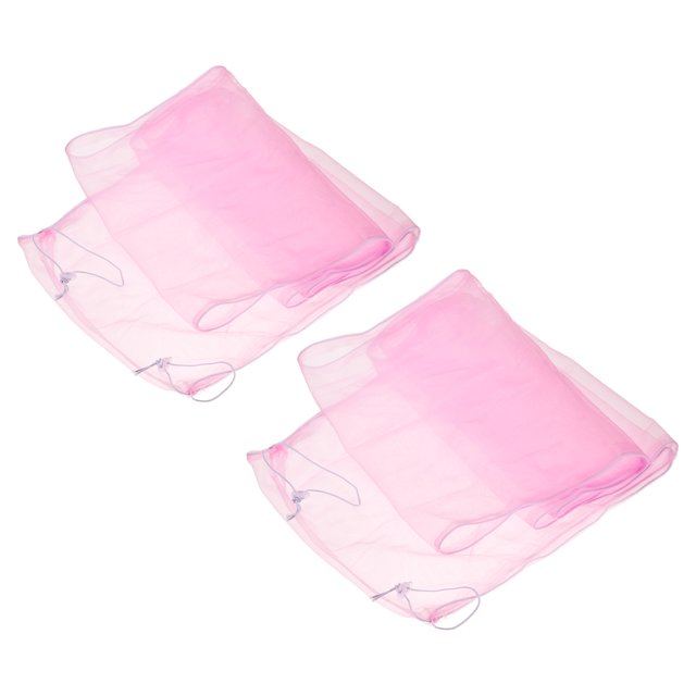 Unique Bargains 77.2' Adjustable Drawstring Feather Catcher Airy Skirt Mesh Bird Cage Net Cover, Pink 2 Pack