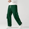 thumbnail image 2 of Lovzfmll Men's Solid Color Slit Hem Cargo Sweatpants, Elastic Drawstring Waist, Straight-Leg for Modern Style Green, L, 2 of 6