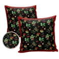 thumbnail image 2 of Outdoor Throw Pillow Cover Farm Fruit Cherry and Leaves on Black Waterproof Cushion Covers 2 Pack Retro Lines Pattern on Red Pillow Cases Home Decoration for Patio Garden Couch Sofa, 2 of 7
