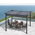 thumbnail image 2 of Royard Oatree 10x10 Ft Outdoor Retractable Pergola with Sun Shade Patio Metal Sunshelter with Fabric Canopy Modern Grill Gazebo Grape Trellis Pergola for Porch Backyard Garden Sandbox Deck Courtyard, 2 of 5
