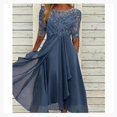 thumbnail image 3 of Robe en Dentelle Appliquée Midi Manches Courtes Robes de Soirée Décontractées Robe Assortie pour Mariage, 3 of 5