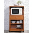 thumbnail image 3 of Pemberly Row Wood Microwave Kitchen Cart with Open Storage in Cherry, 3 of 5