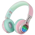thumbnail image 2 of Riwbox WT-7S Auriculares Bluetooth con luz, Auriculares inalámbricos estéreo Plegables con micrófono y Control de Volumen para PC/Tableta/TV/Viajes (Rosa Verde), 2 of 5